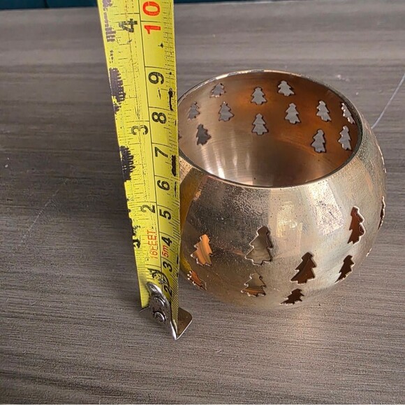 Vintage Pierced Perforated Brass Christmas Votive Candle Holder - Picture 7 of 8